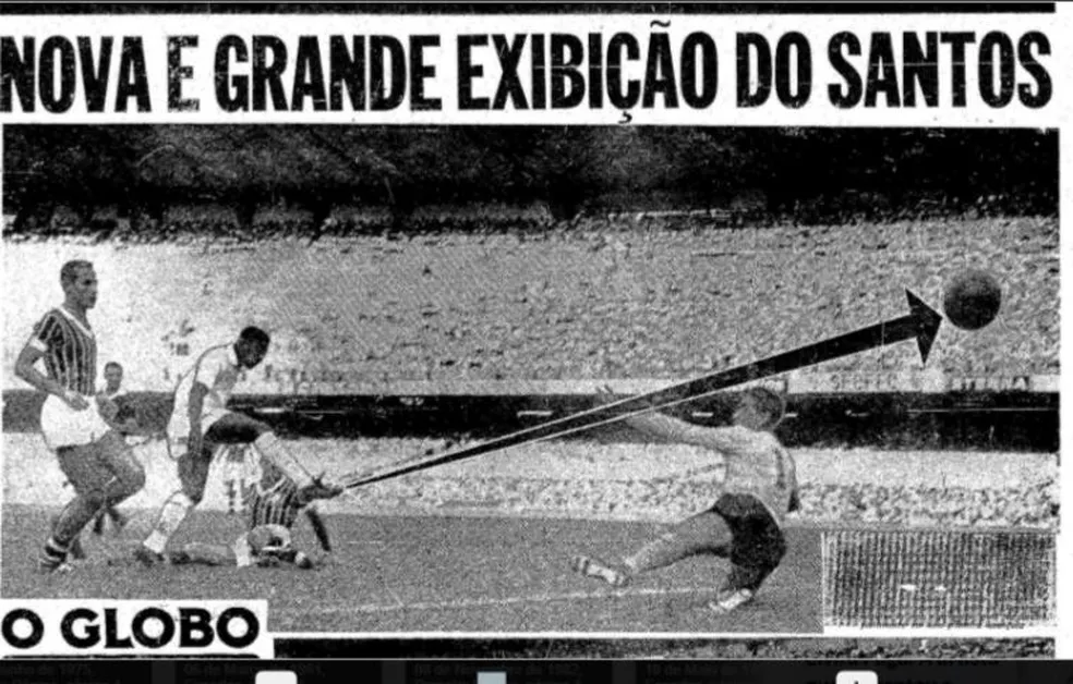 984px x 628px - Contra o Fluminense, PelÃ© marcou a obra-prima que deu origem a expressÃ£o  \